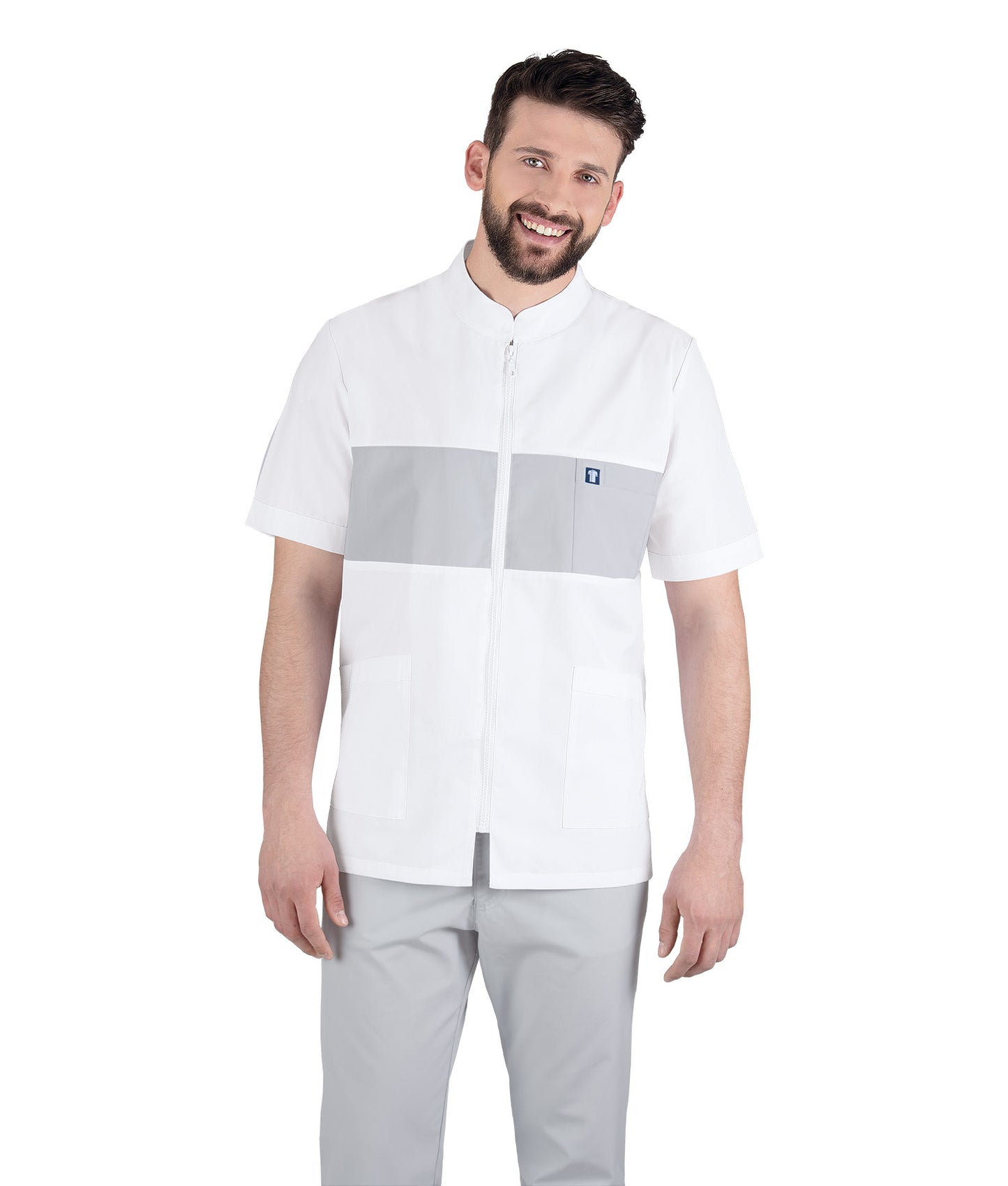 Unisex Ζακέτα - Μπλούζα κοντό μανίκι με γκρί λεπτομέρειες , 3 τσέπες της Medical Bodyguart code: 124/5