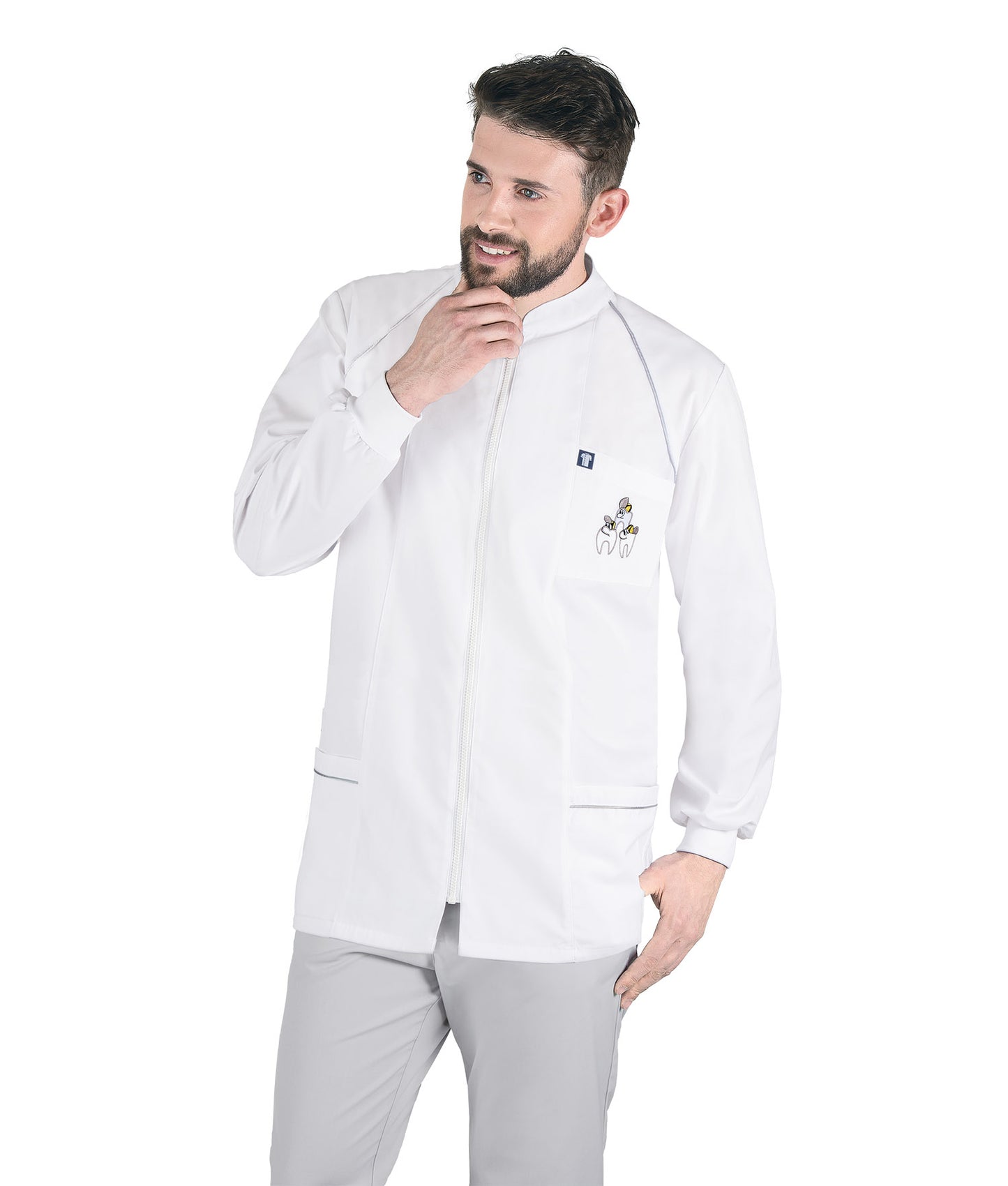 Unisex Ζακέτα - Μακρύ μανίκι με κέντημα , φερμουάρ , 3 τσέπες της Medical Bodyguard code:136/1