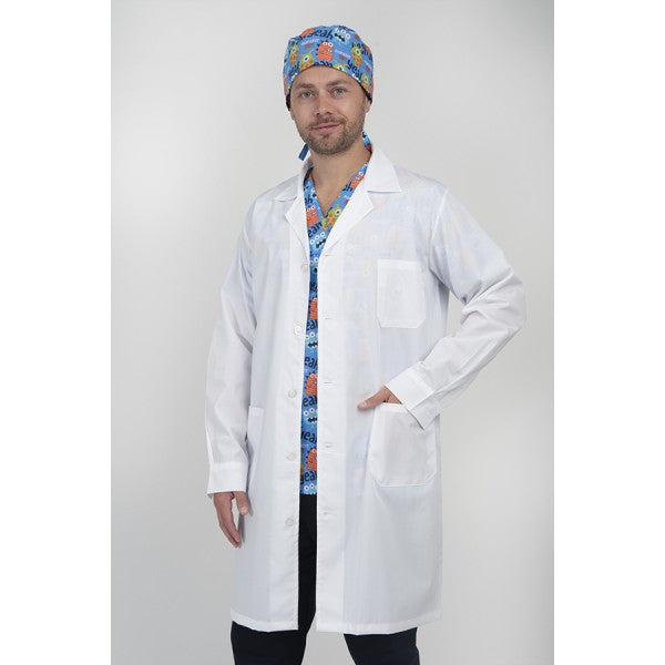 Ανδρική Ιατρική ρόμπα πέτο γιακά με δύο τσέπες και ζώνη στο πίσω μέρος