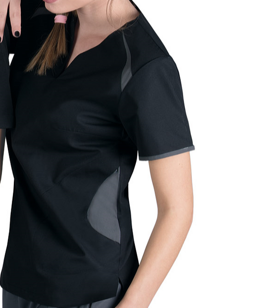 Γυναικεία Μπλούζα Scrub μαύρο με σκούρο γκρί λεπτομέρειες   της Medical Bodyguard  CODE:  522/18