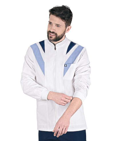 Unisex Ζακέτα - Μπλούζα μακρύ μανίκι  με σιέλ και Blue Navy λεπτομέρειες , φερμουάρ , 3 τσέπες  της Medical Bodyguard code:127/1