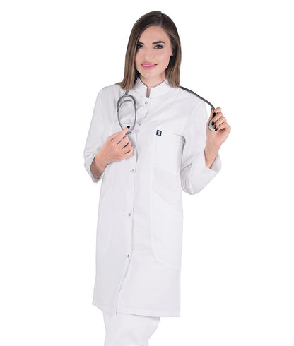 Γυναικεία Ιατρική ρόμπα με όρθιο γιακά , τρούκς  , 3 τσέπες  της Medical Bodyguard code: 252/1