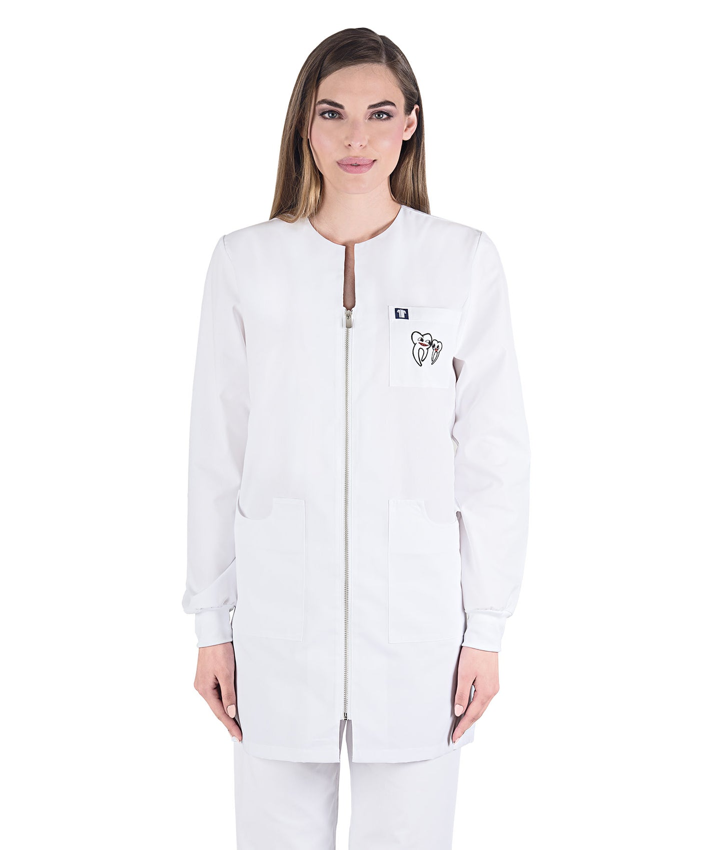 Γυναικεία Ζακέτα - Μακρύ μανίκι  με κέντημα , φερμουάρ , 3 τσέπες  της Medical Bodyguard code:303/1