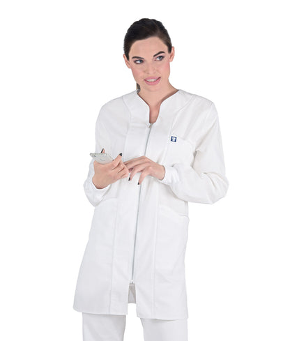 Γυναικεία Ζακέτα - Μπλούζα ,λευκό , φερμουάρ , 3 τσέπες , προστατευτικό λάστιχο - rip  της Medical Bodyguard code: 305/1