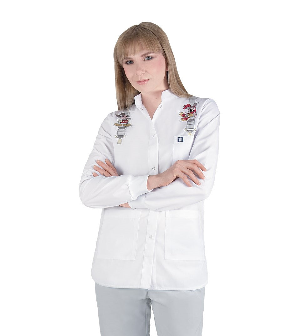 Γυναικεία Ζακέτα - Μπλούζα Μακρύ μανίκι  με κέντημα , τρούκς , προστατευτικό λάστιχο - rip , 3 τσέπες  της Medical Bodyguard code:309/5