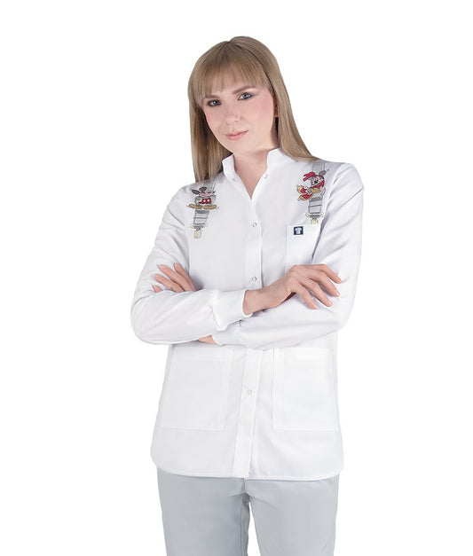 Γυναικεία Ζακέτα - Μπλούζα Μακρύ μανίκι  με κέντημα , τρούκς , προστατευτικό λάστιχο - rip , 3 τσέπες  της Medical Bodyguard code:309/5