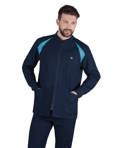 Unisex Ζακέτα - Μπλούζα μακρύ μανίκι , μαύρο με μπλέ λεπτομέρειες , φερμουάρ , 3 τσέπες  της Medical Bodyguard code:680/10