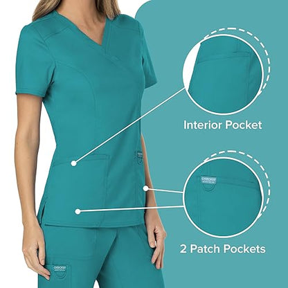 Γυναικεία μπλούζα Scrub της CHEROKEE XXS-XXL  (TLBW/ΠΕΤΡΟΛ ΑΝΟΙΧΤΟ) code: WW610/WW110