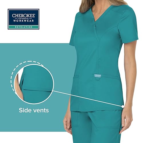 Γυναικεία μπλούζα Scrub της CHEROKEE XXS-XXL  (TLBW/ΠΕΤΡΟΛ ΑΝΟΙΧΤΟ) code: WW610/WW110