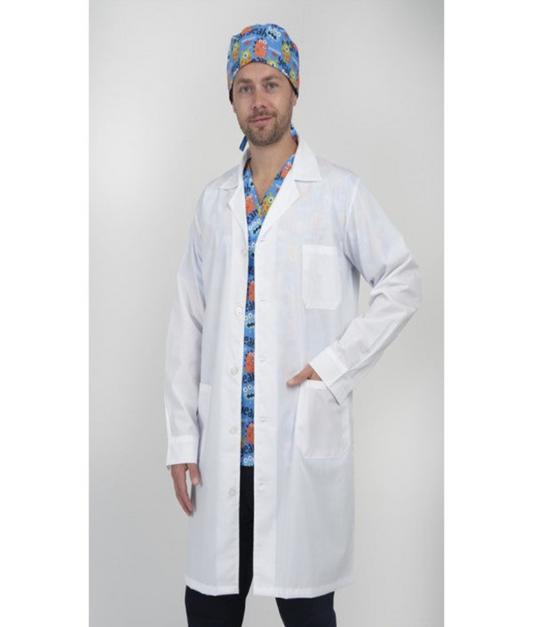 Ανδρική Ιατρική ρόμπα πέτο γιακά με δύο τσέπες και ζώνη στο πίσω μέρος