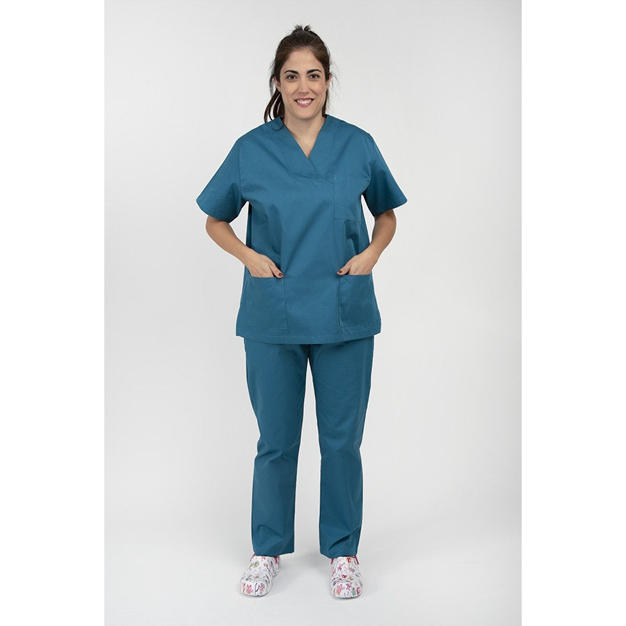 Unisex Scrub set - Σετ μπλούζα - παντελόνι Πετρόλ  της  DL Medical Collection