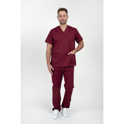 Unisex Scrub set - Σετ μπλούζα - παντελόνι Μπορντώ  της  DL Medical Collection